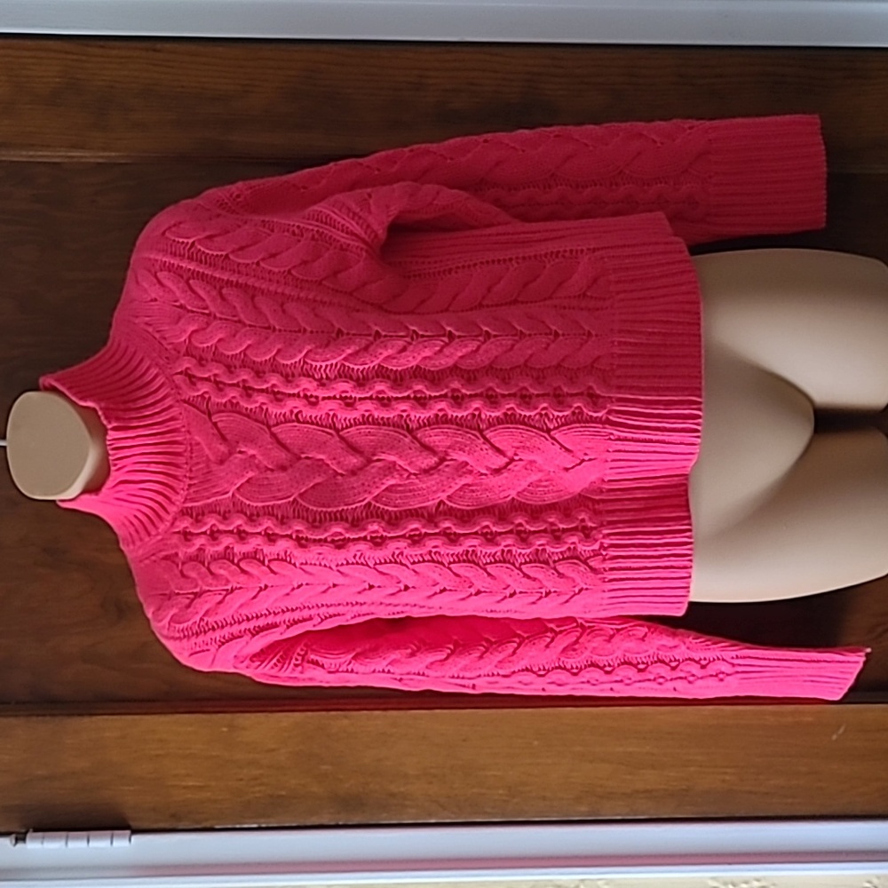 J. Crew 100% Cashmere Cropped Cable Knit Turtleneck Sweater